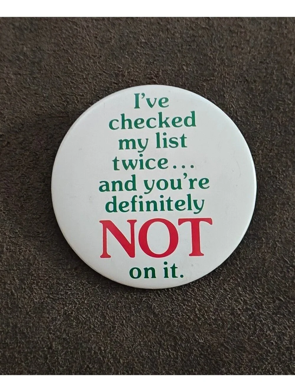 1980s Christmas Humorous Pin Button